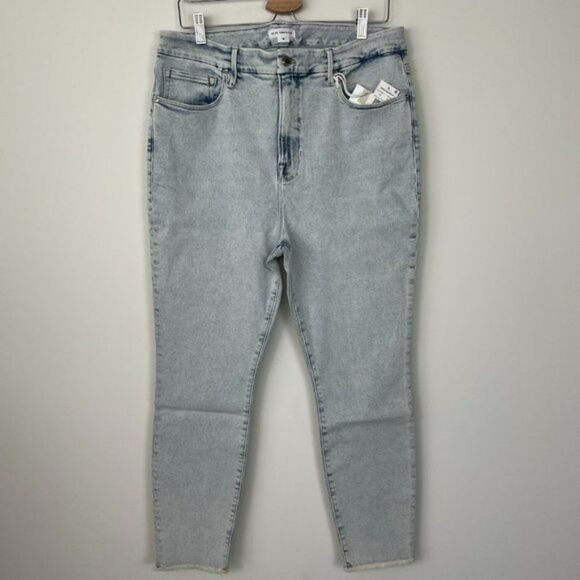 Good American Good Legs Crop Long Fray Hem High Rise Skinny Jean Light Wash 18 - Picture 2 of 11